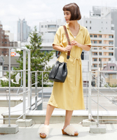 ヨークギャザーロングシャツワンピース