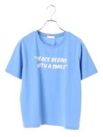 ・レトロ風ロゴTシャツ/ブルー