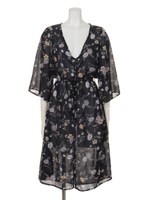 【Marie Hill】花柄ロングシャツガウン/ホワイト