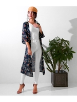 【CHILLE】ヴィンテージフラワー柄シフォンガウン/ブラウン(015)