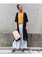 【CHILLE】楊柳裾フリンジガウン/レッド(025)