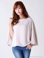 ケープブラウス/ベージュ