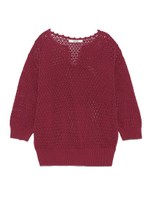 ハンドステッチパターンニットプルオーバー/WINE