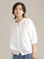 ブロードワッシャーランダムドットプリントシャツブルゾン/ホワイト