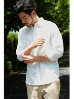 【AZUL by moussy】ボタニカル長袖シャツ/柄WHT