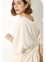 【AZUL by moussy】30/-度詰め天竺2WAYレースアップTEE/O/WHT
