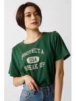 【AZUL by moussy】カレッジロゴ変形スリーブTEE [MOOK掲載]  97025/BEG
