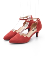 【REZOY】スカラップセパレートLOWヒールパンプス/レッドブラウン
