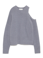 【emmi atelier】アシンメトリーアルパカ混ニットプル/SAX