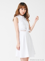 ウエストリボンシャツワンピース/オフホワイト