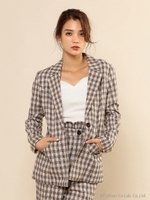 チェック柄テーラードジャケット/ベージュ