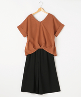 バックリボンブラウス×ガウチョ2点セット