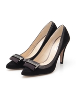 バックル・ハイヒールパンプス/ダークグレーコンビ