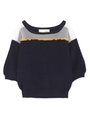 ポンポンシースルーニットトップス/NVY