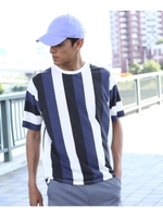 マルチストライプTシャツ/ネイビー(393)
