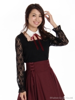 付け襟リブトップス/ホワイト