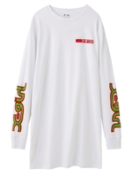 FLOCK LOGO L/S TEE DRESS/ホワイト