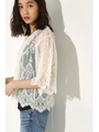 【AZUL by moussy】レース半袖プルオーバー/O/WHT