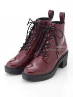 【R&E】ラバーソールレースアップショートブーツ/ワイン