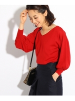 【WEB限定カラーあり】カシミヤ混Vネックニットプルオーバー/ワインレッド(063)