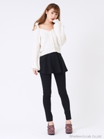 ぺプラムスキニーパンツ/ブラック