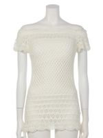 インナー付カギ編みTOPS/オフホワイト