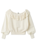 カギバリパールエリニットトップス/ホワイト