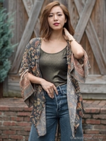 ダブルガーゼCHINTZ FLOWERSカシュクールブラウス/ワイン