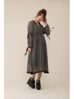 バルーンスリーブワンピース/ブラック花柄