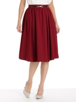 起毛ピーチミディ丈SK　2/ワイン