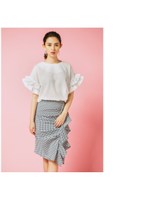 ギンガムチェックフリルスカート/ブラック