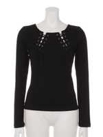 スピンドルネックカットソー/ブラック