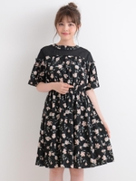 【WEB限定価格】チュール×フラワーワンピース/アイボリー柄