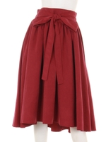 リボン付タックギャザーフレアSK/ダークピンク