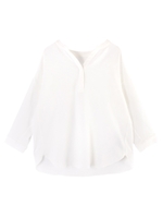 スキッパードロップブラウス/キャメル