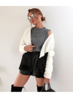 【ANAP】ボアバイカラーカーディガン/ベージュ(005)