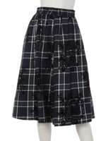 【chille anap】チェック×フロッキープリントスカート/NVY
