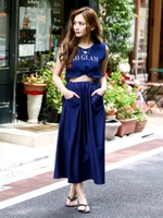 ラメロゴジャージワンピース[DRESS/ドレス]/ネイビー