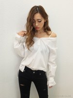 袖ベルトオフショルシャツ/WHT