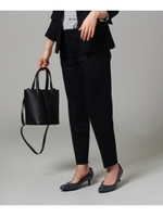 [L]ウール混テーパードパンツ/ブラック(019)