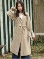 ドロップショルダーノーカラーコート/ベージュ