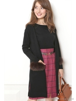 ポケットファーロングカーデアンサンブル(ロングカーデ+2wayニット)/オフホワイト