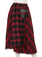チェックロングスカート/レッド