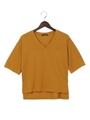 ポケット付5分袖Tシャツ/マスタード