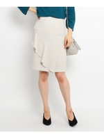 【洗える】ラッフルフリルスカート/ライトグレー(011)