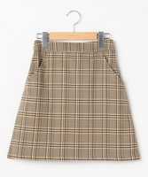 後ろジップチェック台形スカート