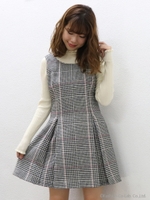 【sw】ガンクラブチェックワンピース/BRN
