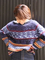 【La】裏編みジャカードニット/ネイビー