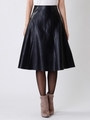 フェイクレザーフレアスカート/ブラック