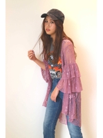 ２段袖フレアレースガウン/ブラック(010)